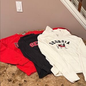 UGA Bulldogs Sweatshirts/Long Sleeve Shirt Bundle, Set/3, Woman’s Small